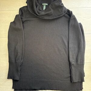 Women's Black Cashmere Angora Wool Turtleneck Sweater Size  Large